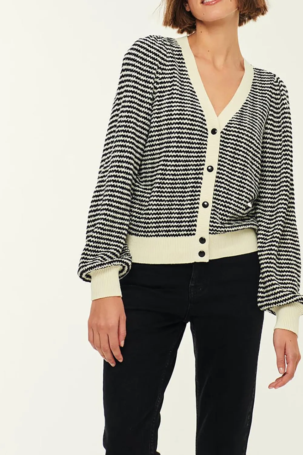 Des Petits Hauts Gilet Azelie Creme/Noir Best