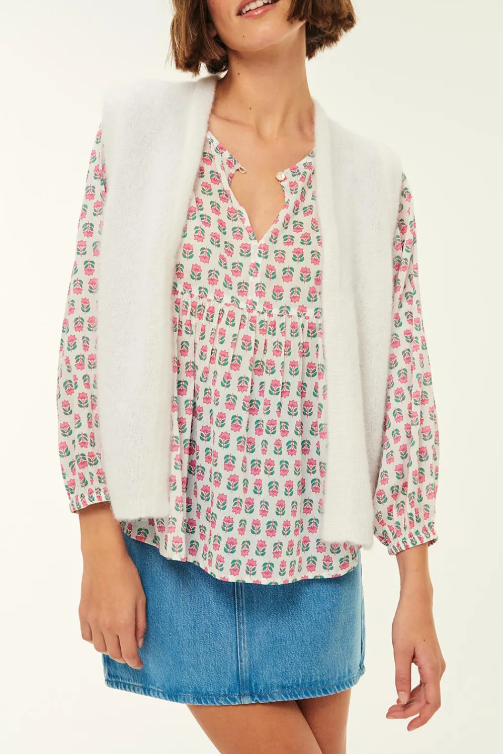 Des Petits Hauts Gilet Bunny ECRU New