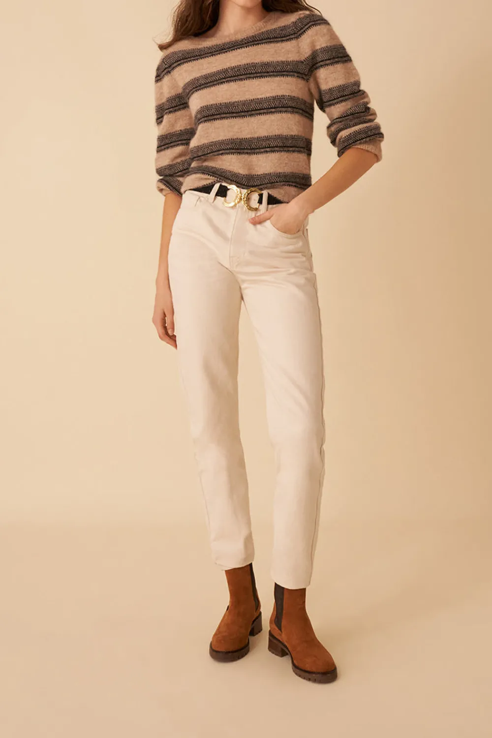 Des Petits Hauts pull angie beige chine/pavot Fashion