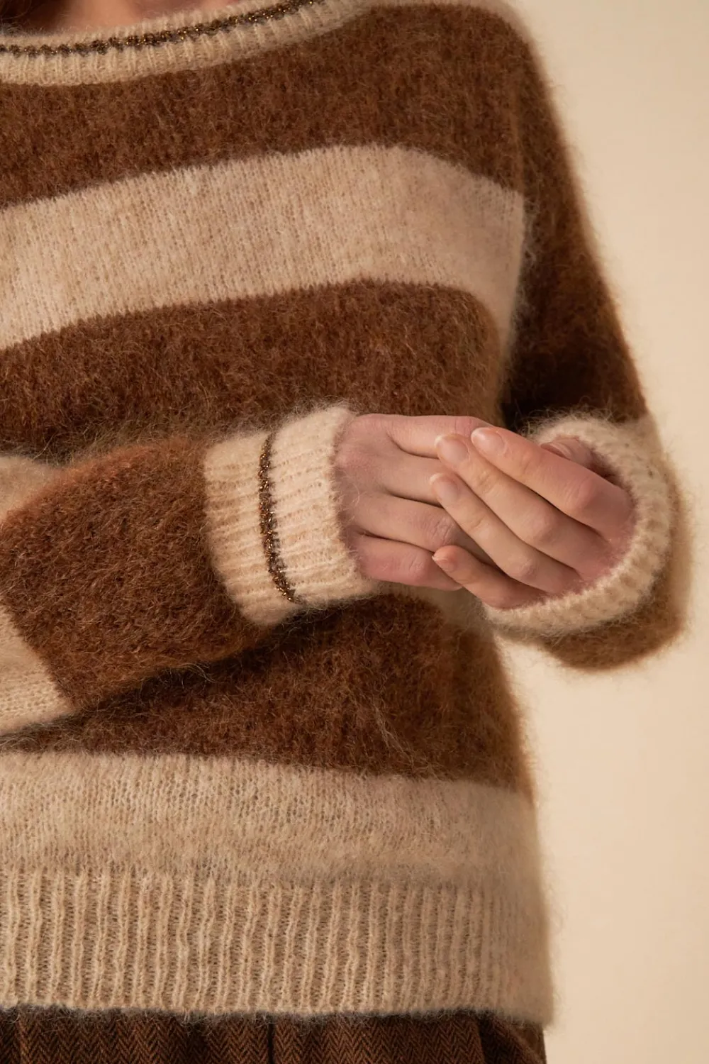 Des Petits Hauts pull banelle farine/moka Cheap