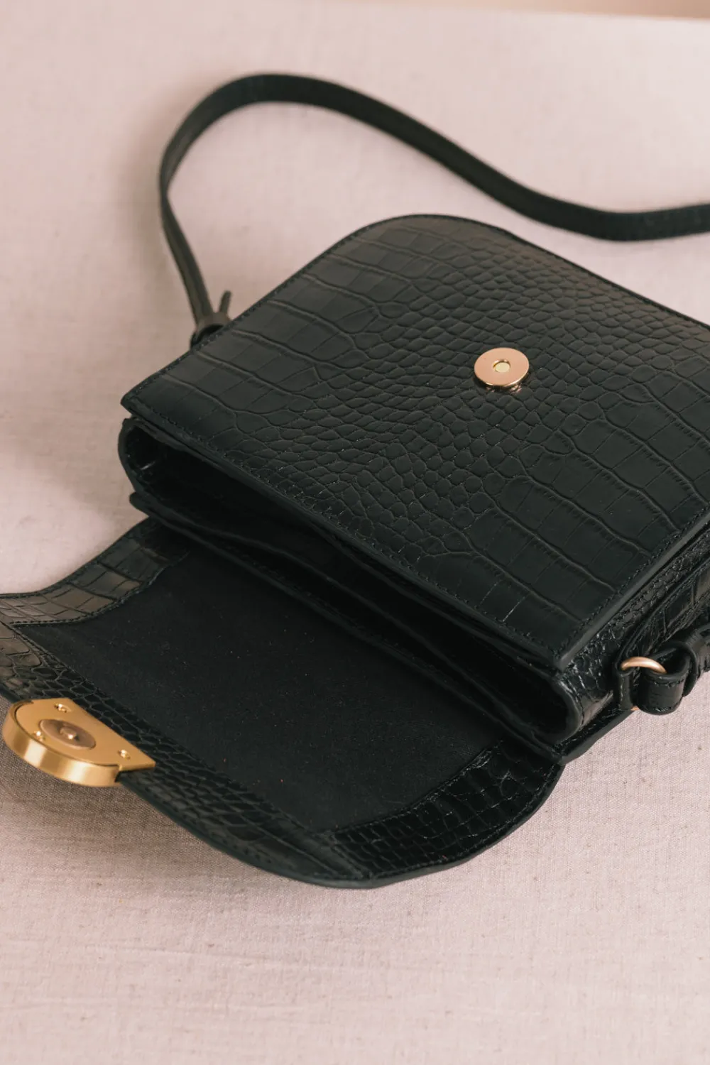 Des Petits Hauts Sac Lenny croco Noir CROCONOIR Sale
